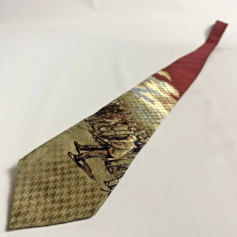 Vintage Hathaway Golf Novelty Tie Golfer Spectators Golf Course Preppy Retired